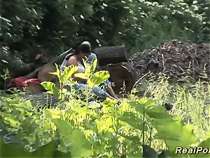 round stunner gets nasty penetrated in the forest